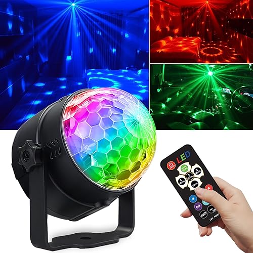 Disco Ball Light,Halloween Party Decorations Lights, USB LED Mini Sound Activated DJ Dance Stage Light Colourful RGB Strobe Lamp for Home Room Dance Karaoke Xmas Happy Birthday Wedding Club Show - DQ-L12