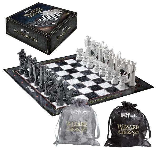 The Noble Collection Harry Potter Wizard Chess Set - 32 Detailed Playing Pieces - Officially Licensed Harry Potter Film Set Movie Props Toys Gifts