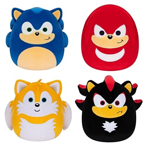 Squishmallows Kellytoy SEGA Sonic, Knuckles, Tails, Shadow Plush Toy (8/'' Set of 4 Sonic), 8 inch (SQK2821)