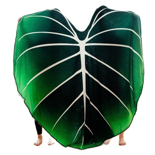LCJY Leaf Blanket Leaf Shaped Flannel Blanket Green Leaves Throw Blanket Office Nap Blanket for Home Decor Soft and Fuzzy Warm Microfiber Bed Blankets for Adult Kids Plant Lovers (86 x 63 inch) - 86 x 63 inch