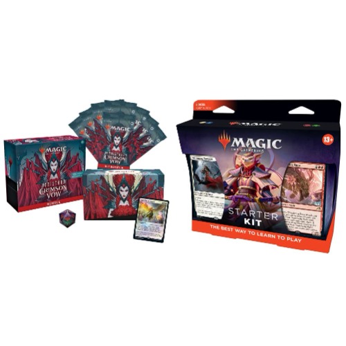 Magic The Gathering Innistrad: Crimson Vow Bundle, 8 Set Boosters & Accessories C90620000 & 2022 Starter Kit, 2 Ready-to-Play Decks, 2 MTG Arena Code Cards, Multicolor (D05660000)