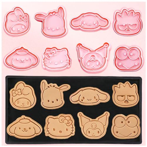 Mini Anime Cookie Cutter Set, 8 Piece Cartoon Stamped Embossed Molds for Baking Cupcake Pancake Apple Pie Pastry, Suitable for Gingerbread Frosting Decoration - Face