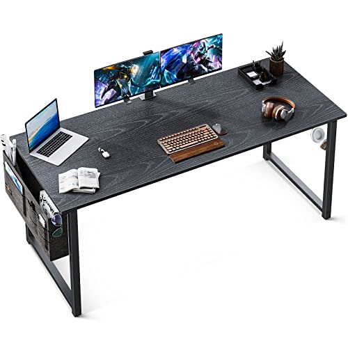 ODK 63 inch Super Large Computer Writing Desk Gaming Sturdy Home Office Desk, Work Desk with A Storage Bag and Headphone Hook, Espresso Gray - 63 inch - Espresso Gray