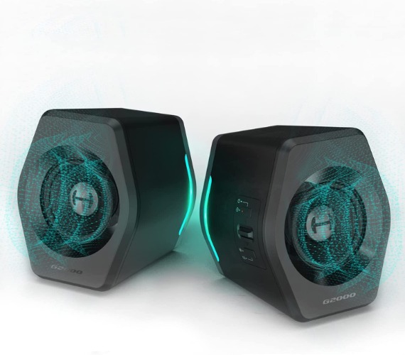 Edifier G2000 32W PC Gaming Computer Speakers for Laptop Mac Desktop Computer Woofer Speakers Bluetooth USB 3.5mm AUX Inputs RGB Lights Multimedia Speakers Black - black