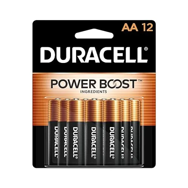 Duracell Coppertop AA Batteries with Power Boost Ingredients, 12 Count Pack Double A Battery with Long-lasting Power, Alkaline AA Battery for Household and Office Devices