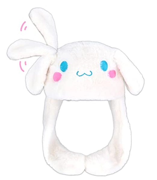 Roffatide Anime White Dog Ear Moving Jumping Hat Fluffy Beanie Cap Soft Warm Winter Head Wear Cute Hats for Women - One Size - Beige