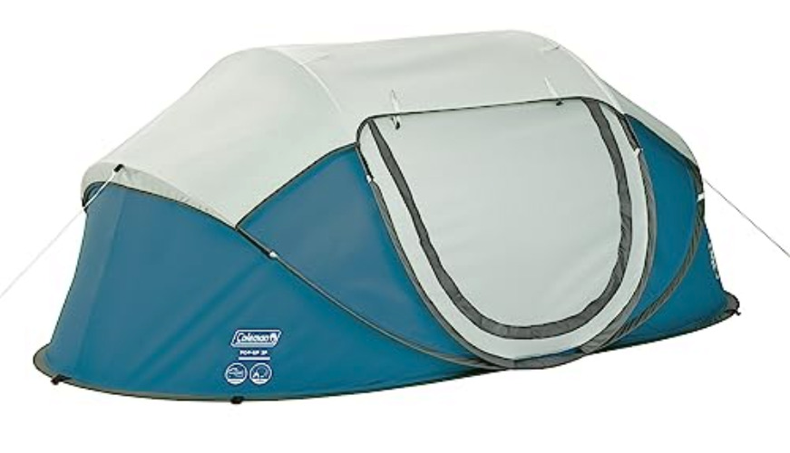 Coleman Pop Up Tent Galiano, 2/4 Man Past Pitch Festival Tent, Absolutely Waterproof 2 Person Popup Camping Tent - 2 Man/Blue
