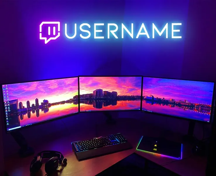Custom Twitch username neon sign