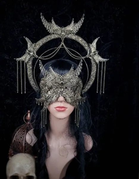 Holy Crow Halo & Blind Mask Gothic Headpiece Holy | Etsy UK