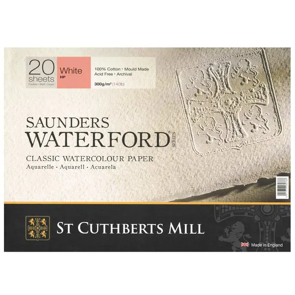 Saunders Waterford : Watercolour Paper Block : 300gsm : 9x12in : 20 Sheets : HP