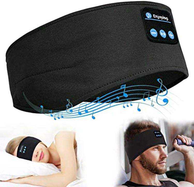 Comfortable Headband Sleep Headphones with Speakers - black