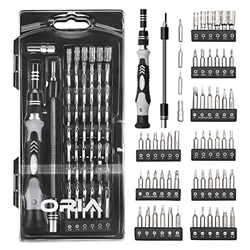 ORIA Precision Screwdriver Set, Small Screwdriver Set, 60 in 1 with 56 Bits Screwdriver Set, Mini Screwdriver Repair Tools with Flexible Shaft for Mobile Phone, Game Console, Tablet, Black - Black