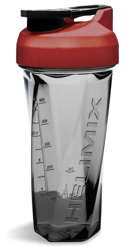HELIMIX 2.0 Vortex Blender Shaker Bottle, 29 Fluid Ounces, Plastic, No Shaking Accessories Needed, Odor Resistant, Leak Proof, Durable, Easy to Clean, Sturdy Loop for Transport - 28 oz - Red