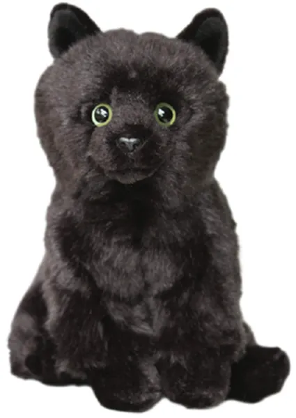Hand Made Plush Black Cat Realistic Plush Toy Cat - Can Be Gift Wrapped And Personalized With Engraved Tag