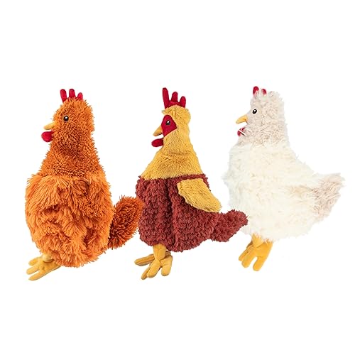Best Pet Supplies Chicken Crinkle Plush Dog Toys for Interactive Play, Puppy and Senior Indoor Play, Colorful Chicken Toy Shape, Cute and Cuddly - Crinkle Chicken Bundle (Brown, Beige, Wine Red) - Crinkle Chicken (Brown, Beige, Wine Red) - Large