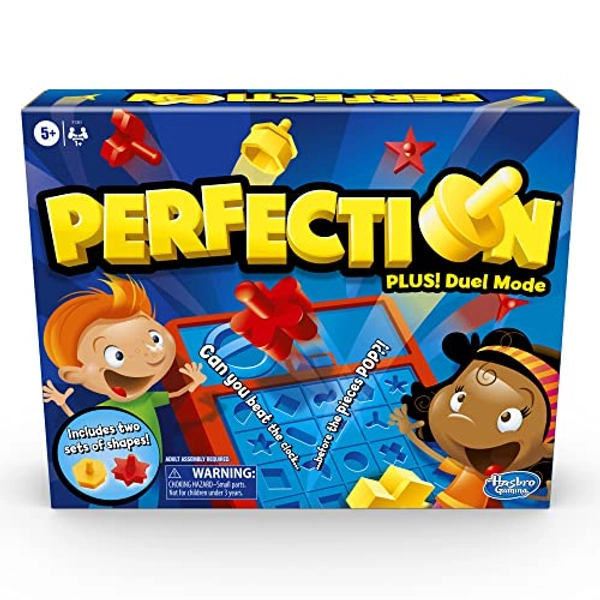 Hasbro Gaming Perfection Plus 2-Player Duel Mode Popping Shapes and Pieces Ages 5 and Up (Amazon Exclusive)