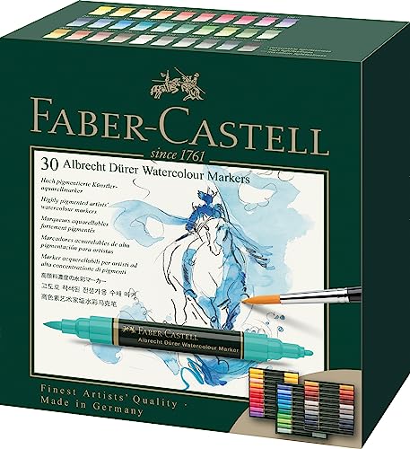 Faber-Castell Art/Graphic 160330 Faber-Castell Albrecht Durer Artists’ Watercolor Markers – 30 Assorted Colors – Multipurpose Art Markers - Pack of 30