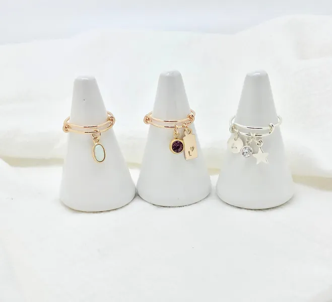 CUSTOM CHARM RING, Design Your Own, Choose Your Charms, Stackable Rings, Personalized Charm Rings For Women