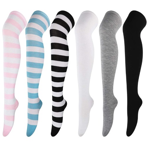 DRESHOW 6 Pairs High Thigh Socks