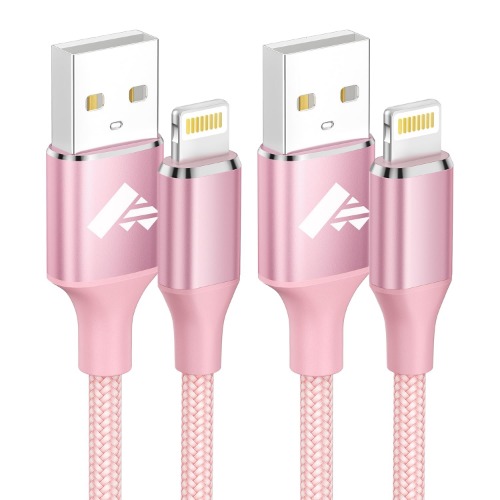 Pink iPhone lightning cable 1m+2m