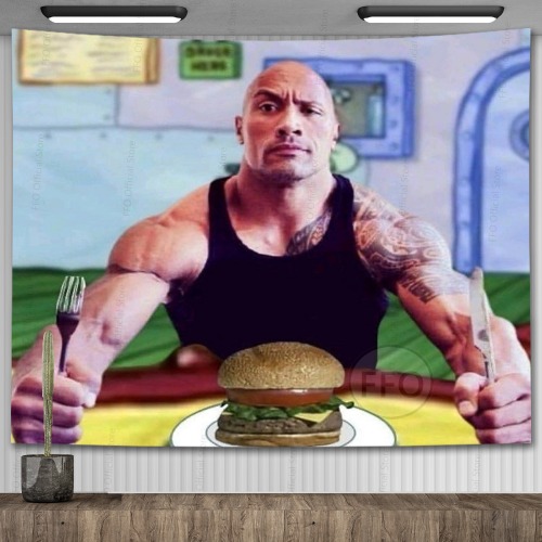 The rock eating a krabby patty