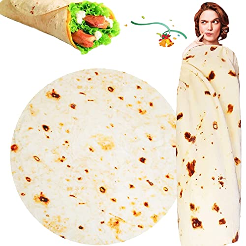 SILUI Tortilla Burrito Blanket Gifts for Adults and Kids, Funny Novelty Gag Food Throw Blanket for Easter Birthday Valentines Day Gifts, 300 GSM Flannel Taco Wrap Blanket(83 Inches) - 83 Inches