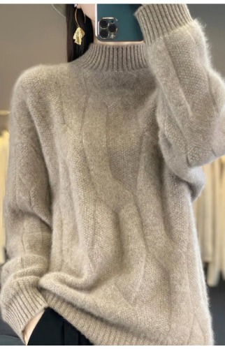 High Neck Wool Sable Sweater - Small / Sable