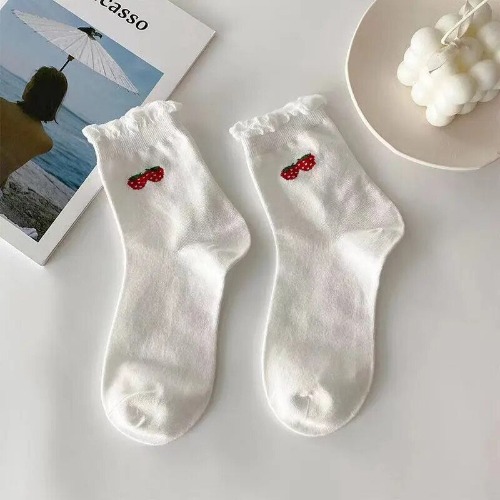 Cotton Cartoon Heart Flower Print Socks - style-1 / One Size