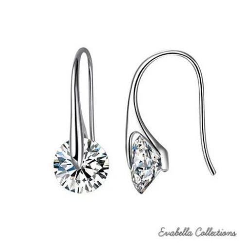 Boutique Crystal Drop Earrings - 925 Silver - Rhodium / LARGE