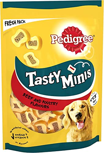 Pedigree Tasty Bites - Dog Treats Chewy Slices with Beef 155 g (Pack of 8)