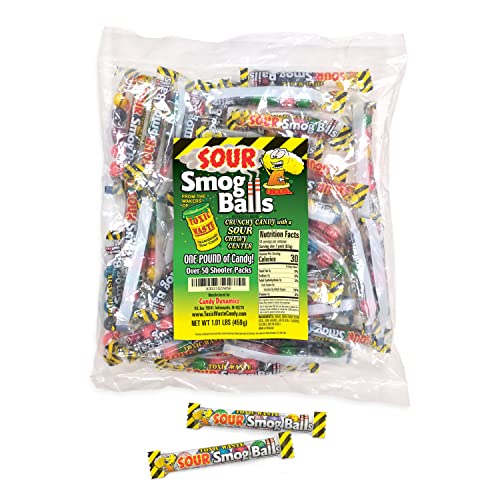 TOXIC WASTE | 1 LB Bag of Sour Smog Balls | Deliciously Hard Candy with a Chewy Sour Center - 6 Flavors: Lime, Cherry, Strawberry, Lemon, Blue Raspberry, and Grape
