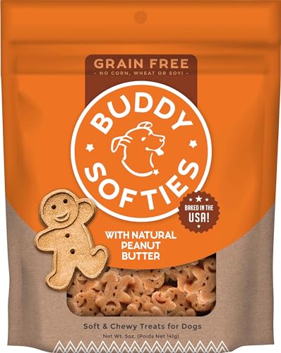 Buddy Biscuit Softies 5 oz Pouch, Grain-Free Soft & Chewy, Natural Peanut Butter Flavor Dog Treats, Oven Baked in the USA - 5 Ounce (Pack of 1)