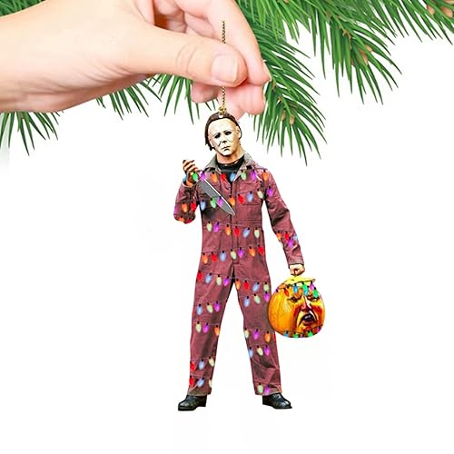 Halloween Dolls Pendant Horror Toys Zombies Skeleton Dwarf Decoration Car Rear View Mirror Pendant Hanging Festival Gifts, Red - Red