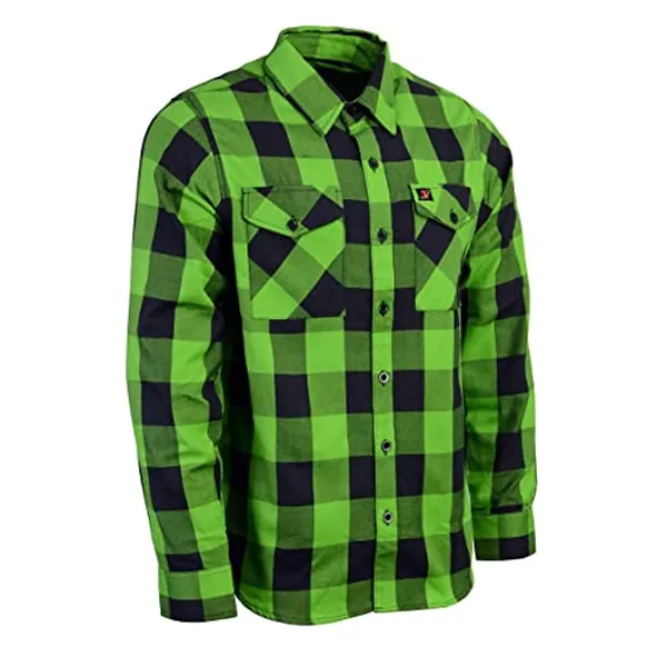 Milwaukee Leather Men’s Casual Flannel Plaid Long Sleeve Button Down Cotton Shirts | Multipe Color Options | MNG