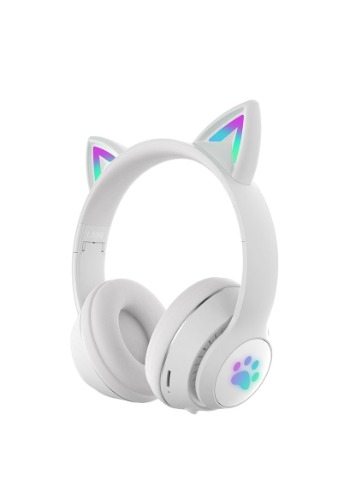 Paw Print Cat Ear Gaming Headphones - White with box
