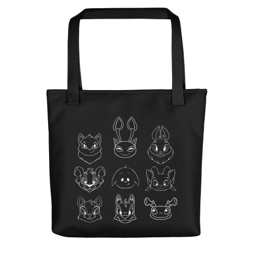 Neopets Lineart Premium Tote Bag | Black Handles / 15" x 15"