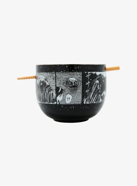 Junji Ito Collection Panels Ramen Bowl With Chopsticks