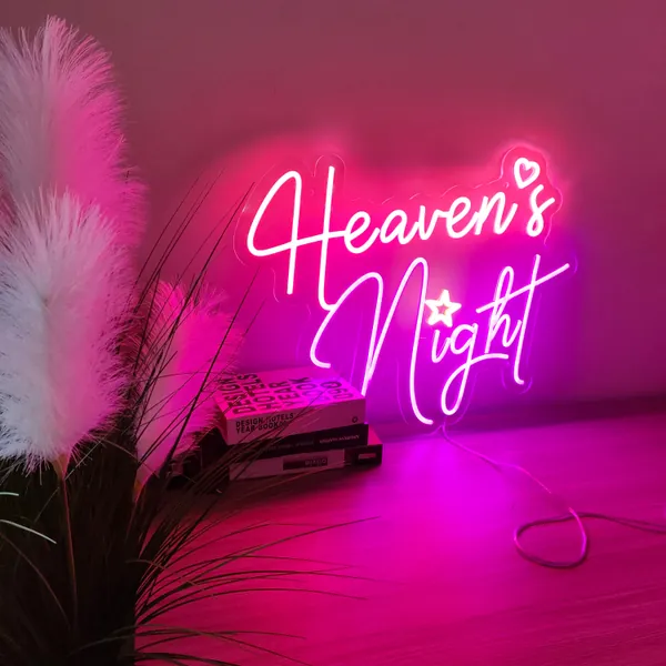 Heaven&#39;s Night Neon Sign | custom neon lights sign | wedding neon sign | LED Neon Sign Bedroom, Game Room Wall Decoration