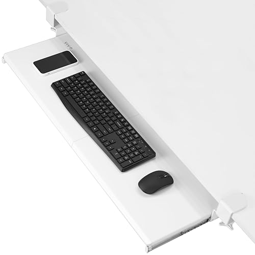VIVO Extra Long Clamp-on Computer Keyboard and Mouse Under Desk Slider Tray, 34 x 11 inch Pull Out Platform Drawer, White, MOUNT-KB15EW - White - 34 inch
