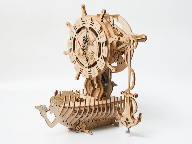Vintage Pendulum Wooden Clock Model Kit, Modern 3D Wooden Ship Puzzle