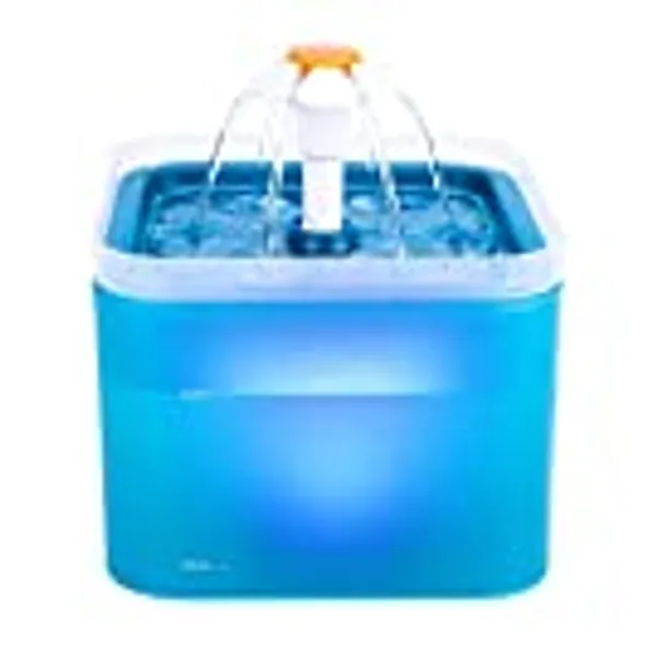 Fantasy Cat Water Fountain, 67oz/2L Automatic Cat Drinking Fountain, Pet Water Fountain with LED Light and Filter for Cats and Small Dogs (Green)