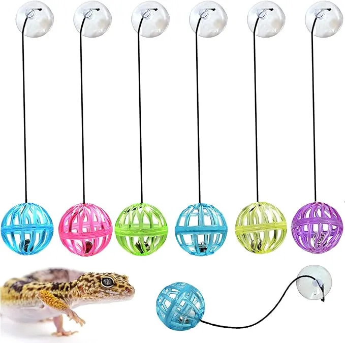 6 Pack Bearded Dragon Toy Bell Balls