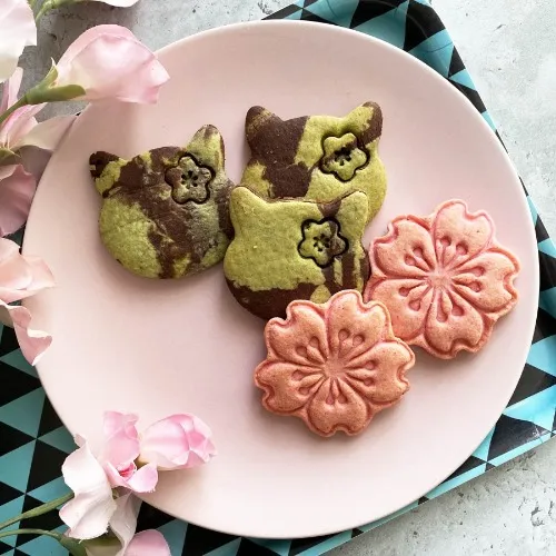 Sakura Matcha butter cookies