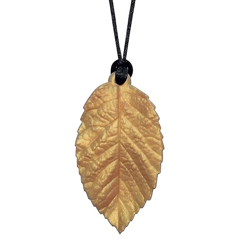 Munchables Chewable Leaf Necklace - Sensory Adult Chew Necklace for Girls & Women (Gold) - Gold