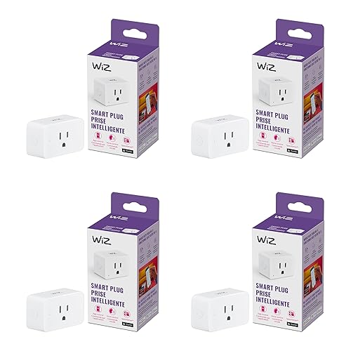 WiZ Smart Plug Gen 2 - Pack of 4 - Type B - Connects to Your Existing 2.4Ghz Wi-Fi - Control with Wiz Connected App - Works with Google Home, Alexa and Siri Shortcuts - No Hub Required - 4 Pack