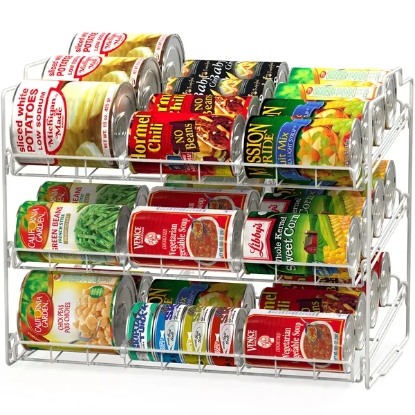 DecoBros Supreme Stackable Can Rack Organizer, White - White