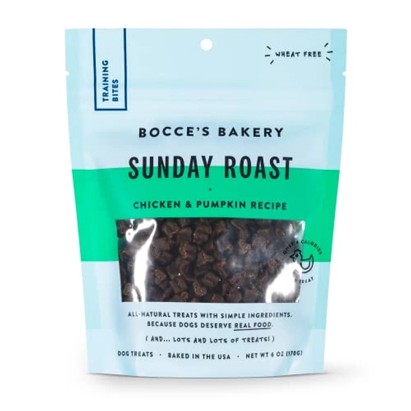 Bocce's Bakery Sunday Roast Training Treats for Dogs, Wheat-Free Dog Treats, Made with Real Ingredients, Baked in The USA, All-Natural & Low Calorie Training Bites, Chicken & Pumpkin Recipe, 6 oz - Sunday Roast
