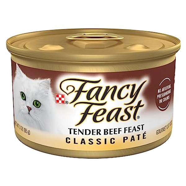 Purina Fancy Feast Tender Beef Feast Classic Grain Free Wet Cat Food Pate - (24) 3 oz. Cans - 3 Ounce (Pack of 24) - Beef