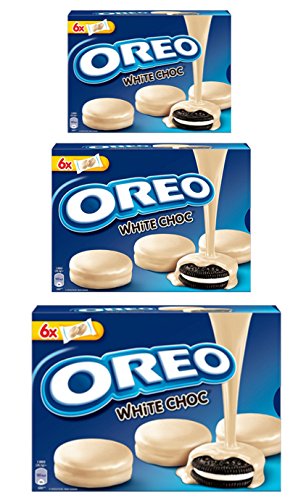 OREO WHITE CHOC Kakao Cookie mit Vanille mit weißer Schokolade (3 x 246g) Füllung umhüllt oreo white choc