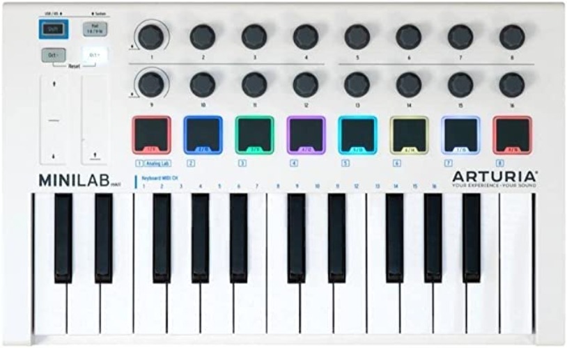 Arturia - MiniLab MkII - Portable MIDI Controller for Music Production, with All-in-One Software Package - 25 Keys, 8 Multi-Color Pads - Controller